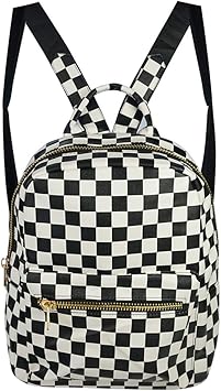 checkered leather backpack