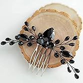 CLOACE Rhinestone Hair Comb Black Wedding Hair Piece Bride Crystal Side Combs Vintage Bridal Headpiece Bridesmaids Rhinestone Hair Accessories for Women and Girls