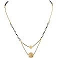 JewarHaat Indian Ad Cz Two-Tone Silver Gold-Plated CZ-Studded & Beaded Mangalsutra for Women