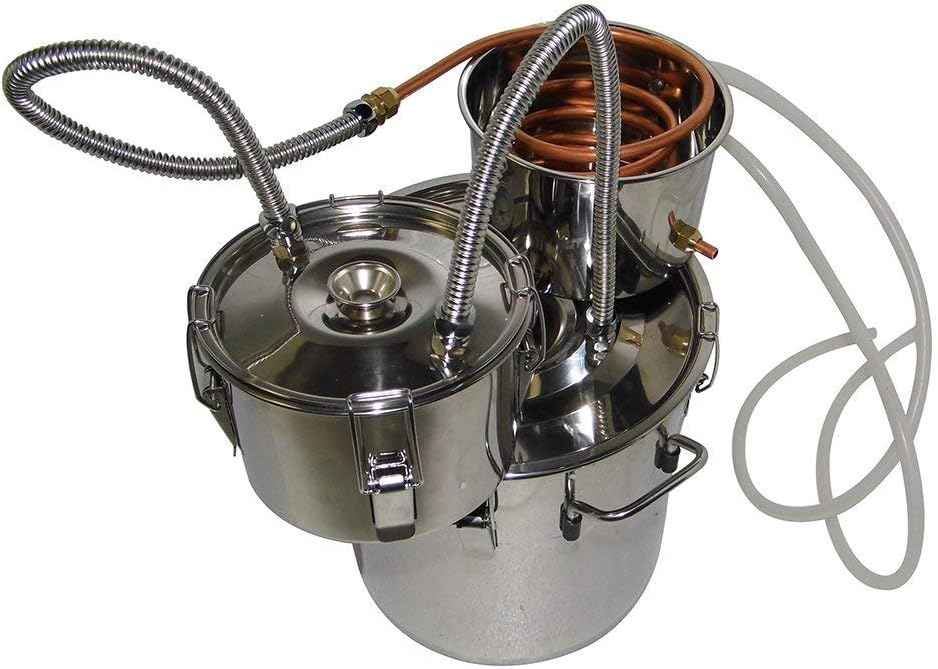 OLizee Stainless Steel Moonshine Still Spirits Water Alcohol Distiller Copper Tube Home Brew Wine Making Kit, 8Gal/30L