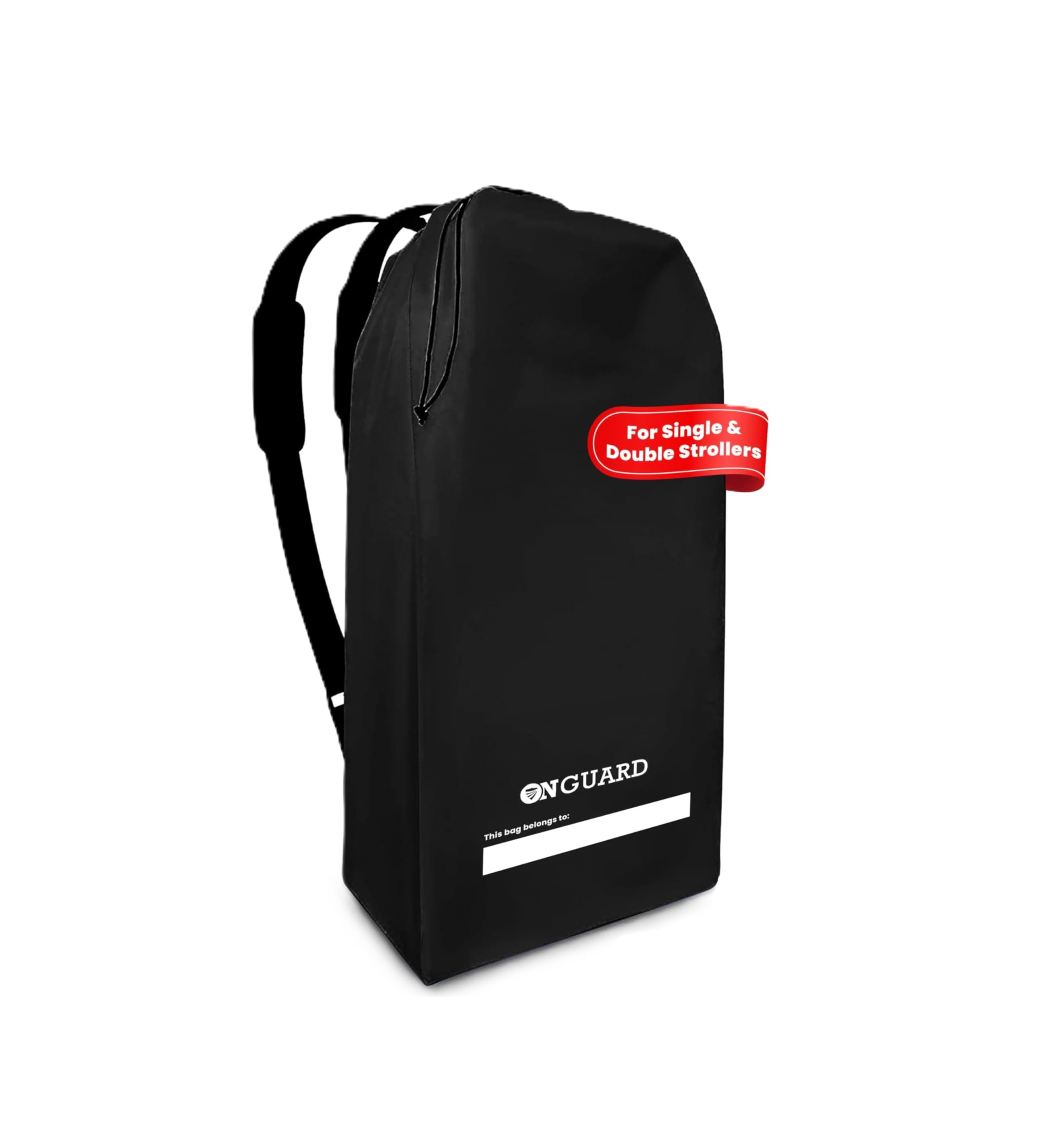 ONGUARD Double Stroller Bag for Airplane | Stroller Cover | Gate Check Stroller Bag | Baby Airplane Travel Accessories | Waterproof Rip Resistant Polyester Compact Backpack | Black