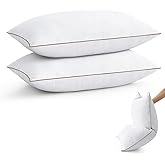 puredown® Goose Feather Down Pillows Standard Size Set of 2, Soft Fluffy Bed Pillow for Sleeping with 100% Cotton Cover, Medium Firm Luxury Hotel Collection Pillow for Back, Stomach or Side Sleeper