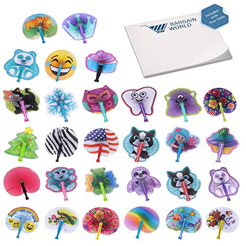 Bargain World 10" Ice Cream Folding Fans [12-Pack] | Fun & Exciting Hand Fans For Kids & Teenagers From Our Huge Collection | Sticky Notes Included - Thumbnail 7