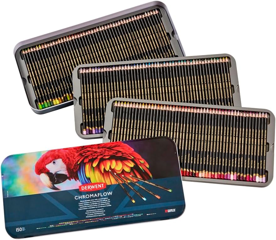 Derwent Chromaflow Pencils 150 Set in Tin 3.5mm Core Premium Blendable