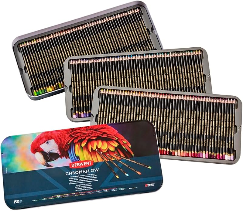 Derwent Chromaflow Pencils 150 Set in Tin 3.5mm Core Premium Blendable