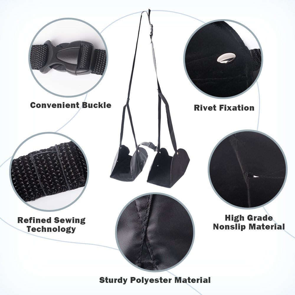 Foot Rest, MeanLove Portable Travel Accessories Footrest Flight Carry-on Foot Rest, Footrests Hammock with Adjustable Height  (Black)