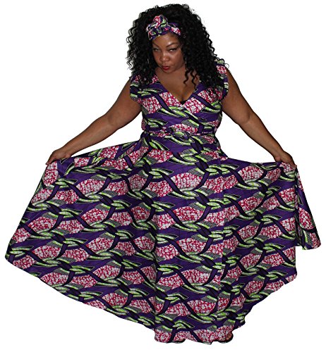 African Planet Women's Sleeveless Wrap around Dress Headwrap