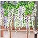 BJH 12 Pack 3.6 Feet/Piece Artificial Fake Wisteria Vine Ratta Hanging Garland Silk Flowers String Home Party Wedding Décor (White)