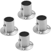 Antrader Stainless Steel Closet Rod Flange,1 Inch Adjustable Socket Bracket | 4-Pack Brushed Support Holders,Side Screws Design, Firmly Lock Pipes/Rails