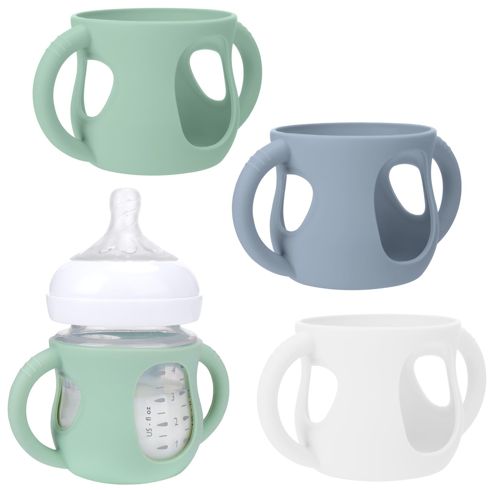 Photo 1 of BUSOHA 3 Pack Silicone Sleeves for Avent Baby Bottles - Anti Breakage Baby Bottle Holder with Handle for Avent Natural Glass Baby Bottles,Compatible with Avent Baby Bottle,4 oz