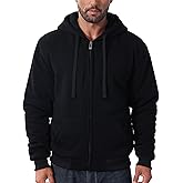 Men’s Full Zip Up Hoodies Sherpa Fleece Lined Hoodie Heavyweight Thick Zipper Jacket Heavy Warm Winter Coat