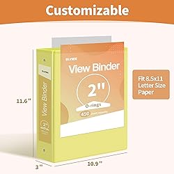 SUNEE 3 Ring Binder 2 Inch 1 Pack, Clear View