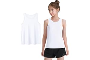Auranso Girls Tank Tops Racerback Sleeveless UPF 50+ Quick Dry Kids Athletic Shirts Sports Dance Workout Tops