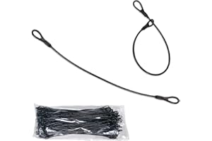 AOEEKI 100pcs Security Tags Lanyard Wire Loop Double Ring, Mini Tag EAS Loss Prevention Antishoplifting Systems Length 7.87” Anti-Theft Rope (Black)