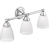 Moen YB2263CH Brantford 3-Light Dual-Mount Bath Bathroom Vanity Fixture with Frosted Glass, Chrome