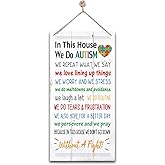 Autism House Decor - 'In This House We Do Autism' Wood Sign, Hanging Home Decor, Motivational Acceptance Plaque