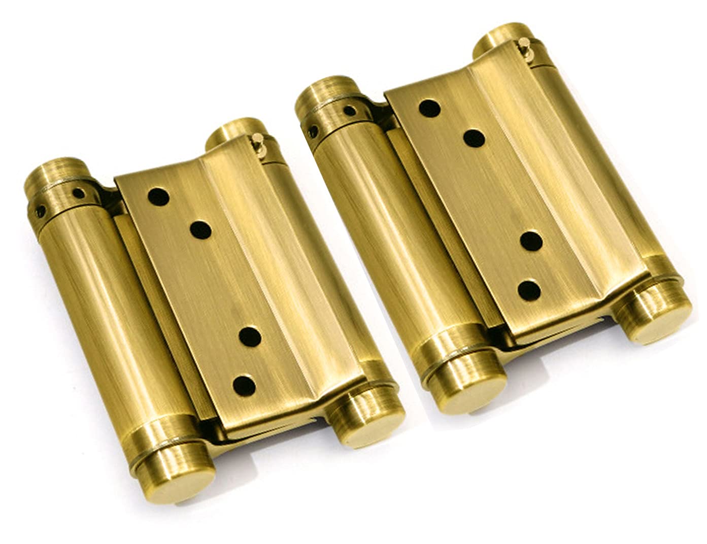 2Pcs Gold Color 3'' Cafe Saloon Door Hinges Double Action Spring Hinge Stainless Steel Self-Closing