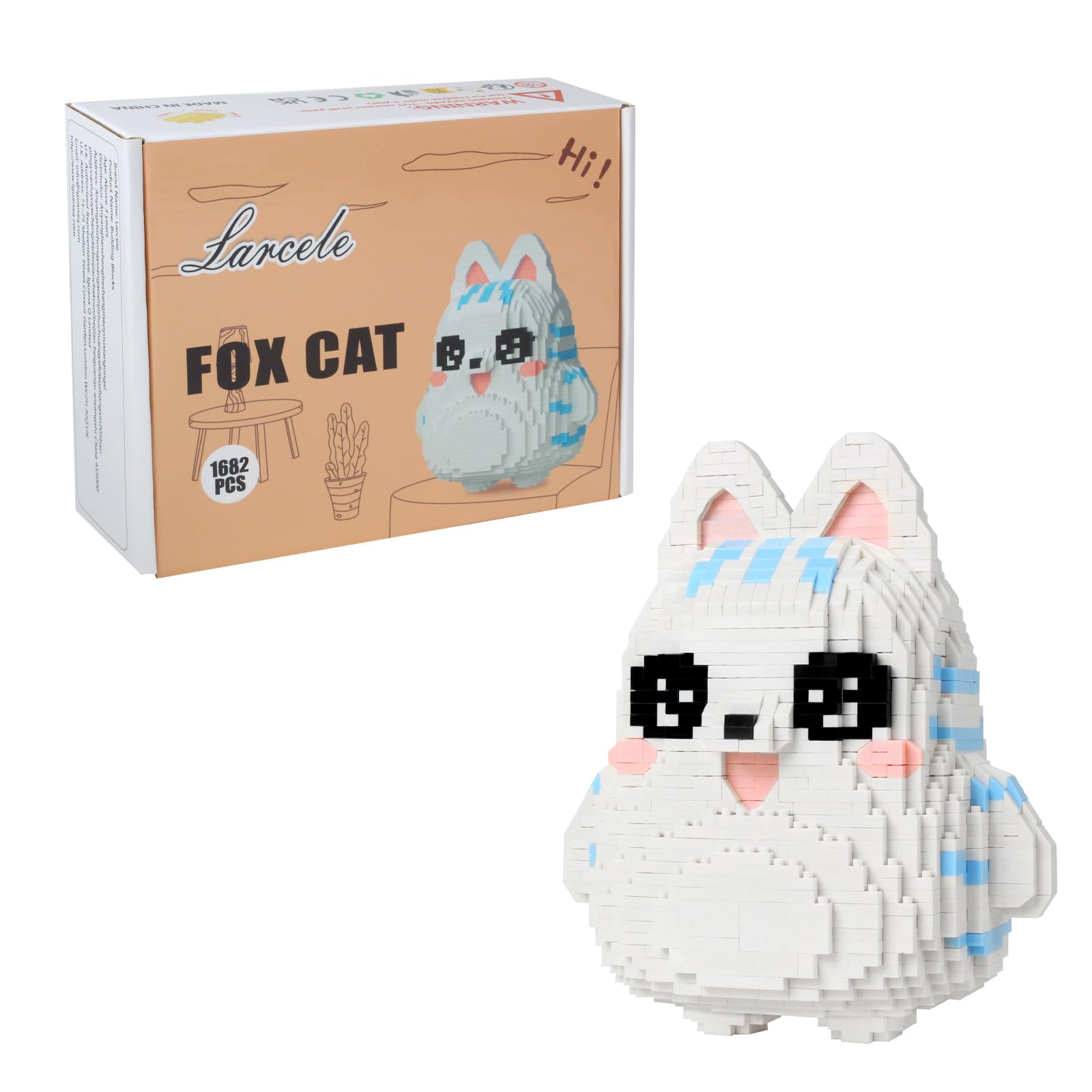 Larcele Micro Building Blocks Animal Set, DIY Mini 3D Building Toy Bricks,1682 Pieces KLJM-07 (Fox Cat)