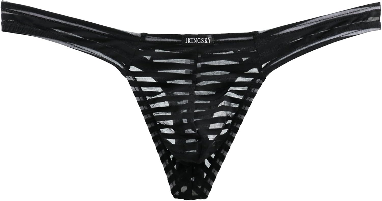 iKingsky Men's Sexy Transprant Thong Underwear Low Rise See Through Stretch Panties at  Men’s Clothing store
