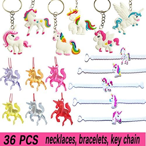 Rainbow Unicorn Party Supplies ( Bracelets, Necklaces, Keychains ),Unicorn Party Favors