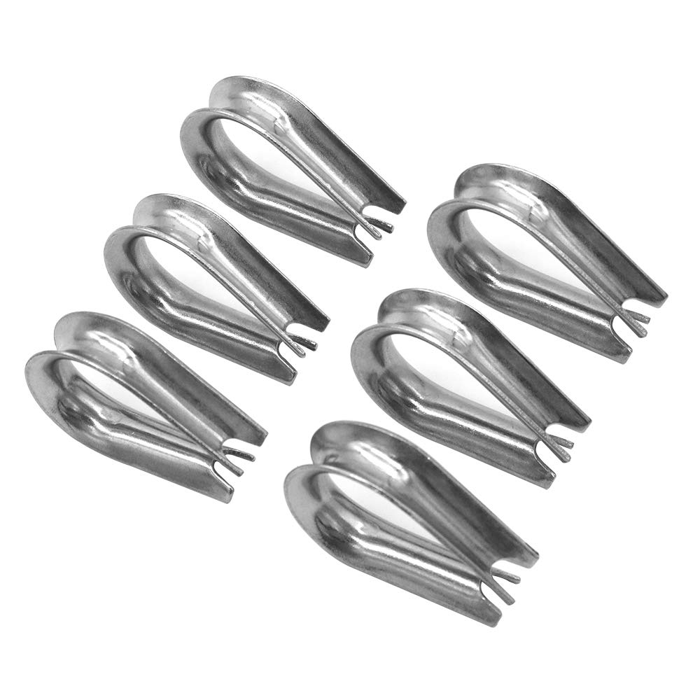 POFET 6Pcs M6 304 Stainless Steel Wire Rope Sleeve Ring, Wire Rope Tube Type Core Ring Cable Thimbles Rigging Tool Material