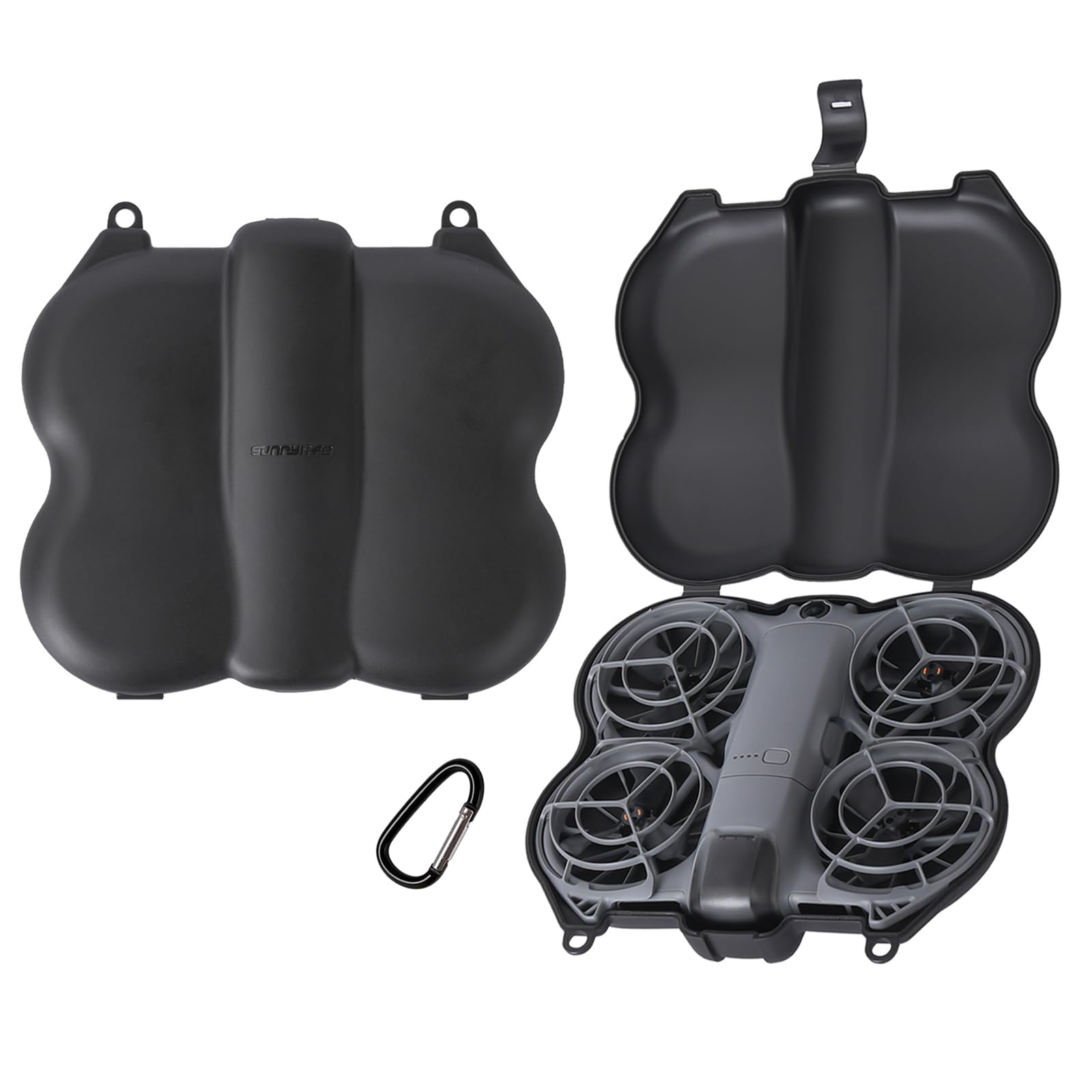 ZJRXM Neo 2 Case, Portable Hard Shell Protective Case for DJI Neo 2 Drone, Adorable Butterfly Design, Portable, Lightweight and Compact, black, plain