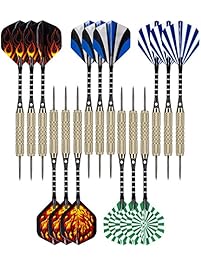 COVASA 15 Pack Steel Tip Darts Sharpener Included Tip Darts with Dart Flights (5 Styles)