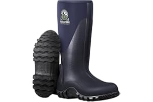 TerraTrax Men's Waterproof Rubber Muck Rain and Work Boot – Durable 6mm Neoprene Insulated, Ideal for Fishing Hunting & Farming