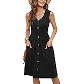 MOLERANI Women Summer Dresses Sleeveless Casual Loose Swing Button Down Midi Dress with Pockets