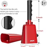 LEKATO 1 Pack 8 Inch Steel Cowbell with Handle Red Loud Noise Maker view 2