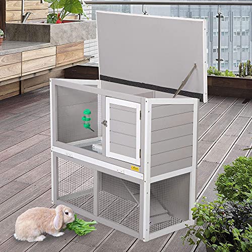 COZIWOW Rabbit Hutch Indoor Outdoor for Multiple Rabbits, Wooden Bunny
