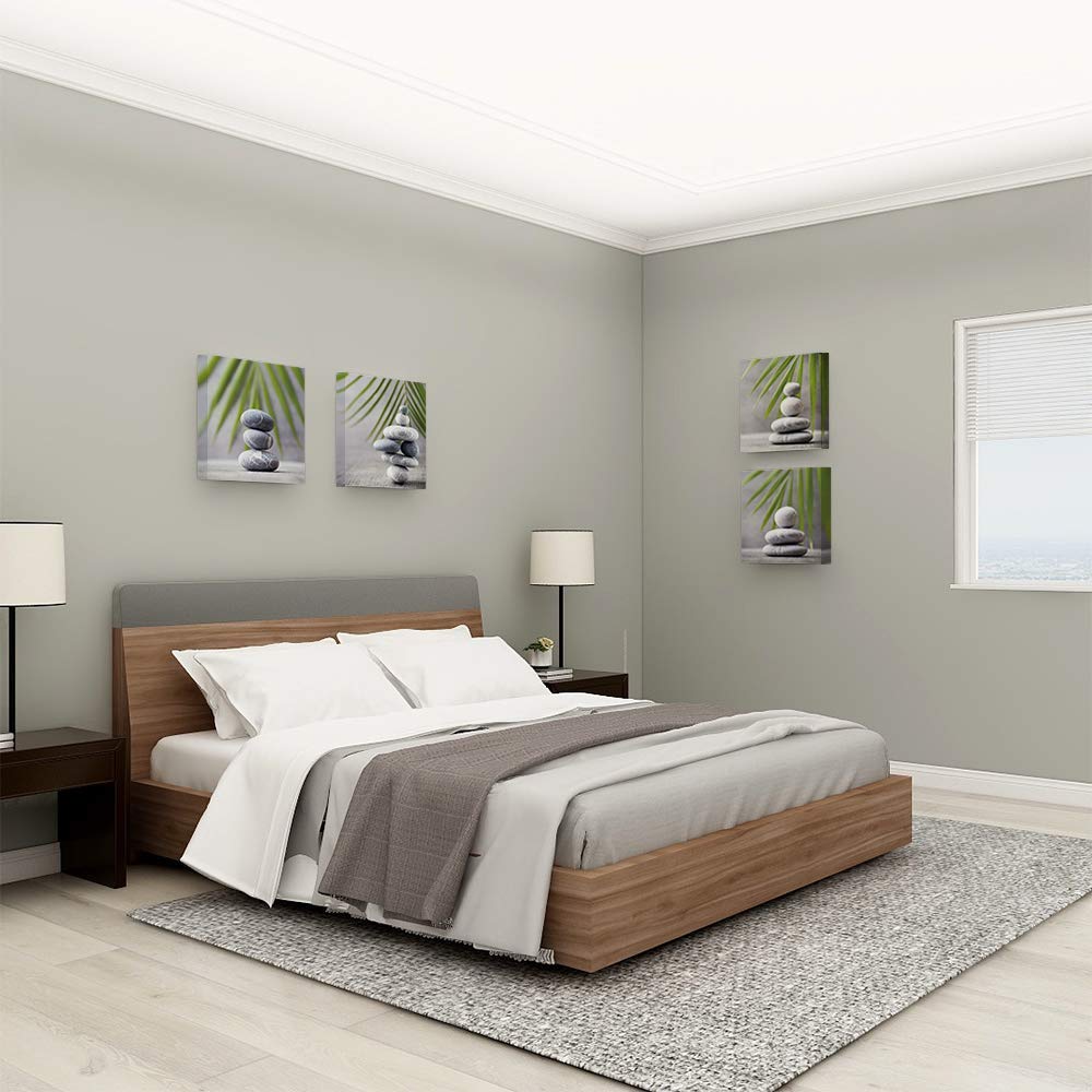 SUMGAR Bathroom Wall Art Zen Canvas Paintings Nature Green Leaf