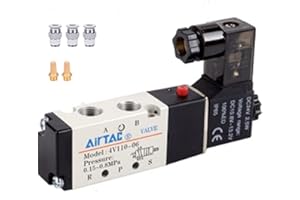 AIRTACDINGJU Solenoid Valve 1/8"PT Pneumatic AirTAC 4V110-06 Air 12V/24V/110V/220V Single Coil Pilot-Operated Electric 2 Position 5 Way Connection Type (4V110 PT1/8, DC24V)