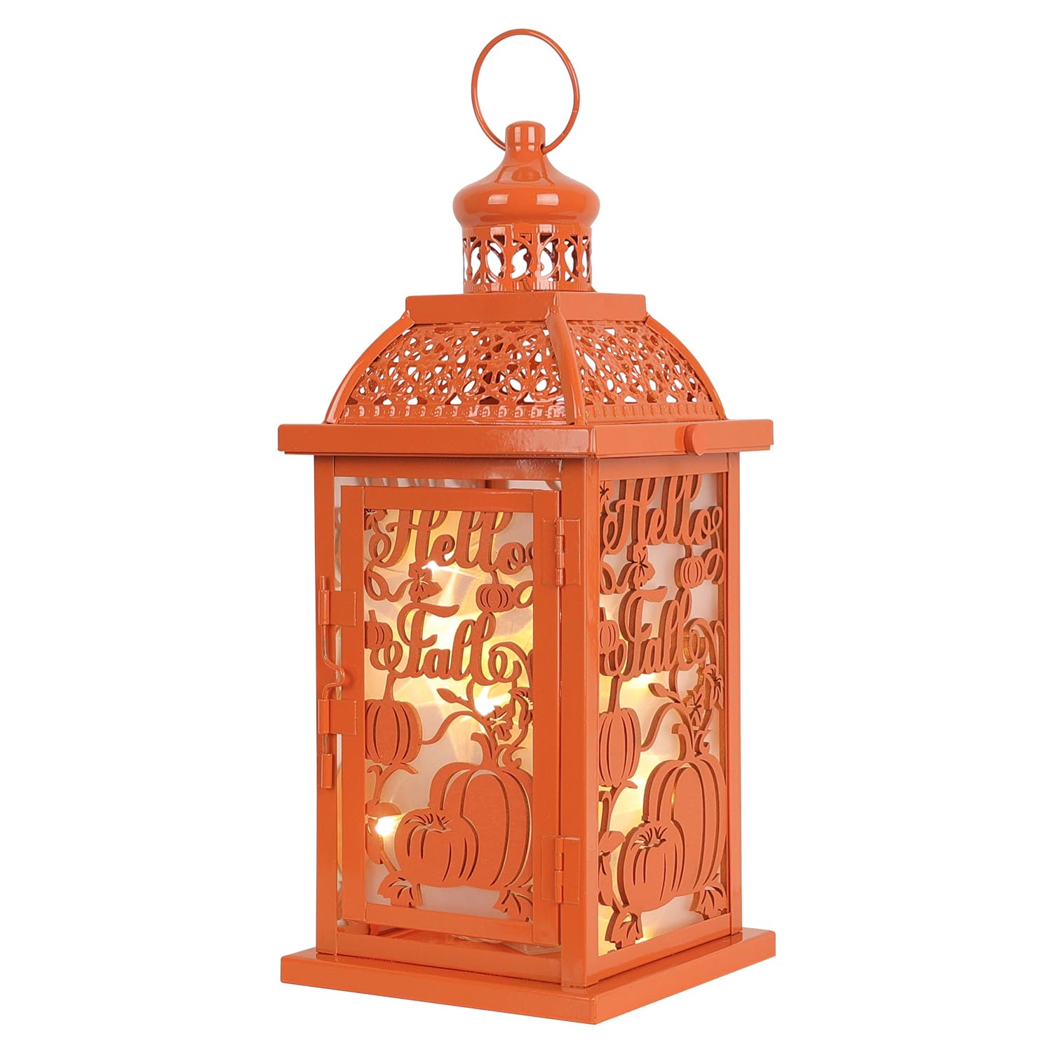 Photo 1 of NEEDOMO Fall Decorations for Home, Orange Decorative Candle Lantern for Tabletop Mantel Decor, Vintage Metal Lantern Candle Holders for Indoor Outdoor Decor, Halloween,Thanksgiving,Fall