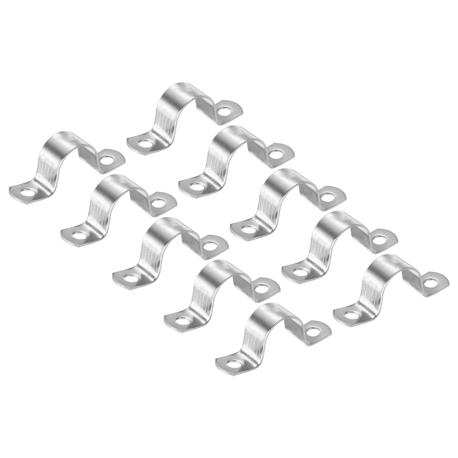 PATIKIL 0.98 inch/25mm Rigid Pipe Strap Clamp, 10 Pcs 304 Stainless Steel Two Hole U-Shape Tube Clip Pipe Fasten Holder for Pipe Fixing — image 1