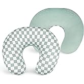 DILIMI Nursing Pillow Cover, Soft Stretchy Nursing Cover for Breastfeeding Pillow, 1 Pack Reversible Removable Slipover for Baby Boy and Girls, Green Checkered