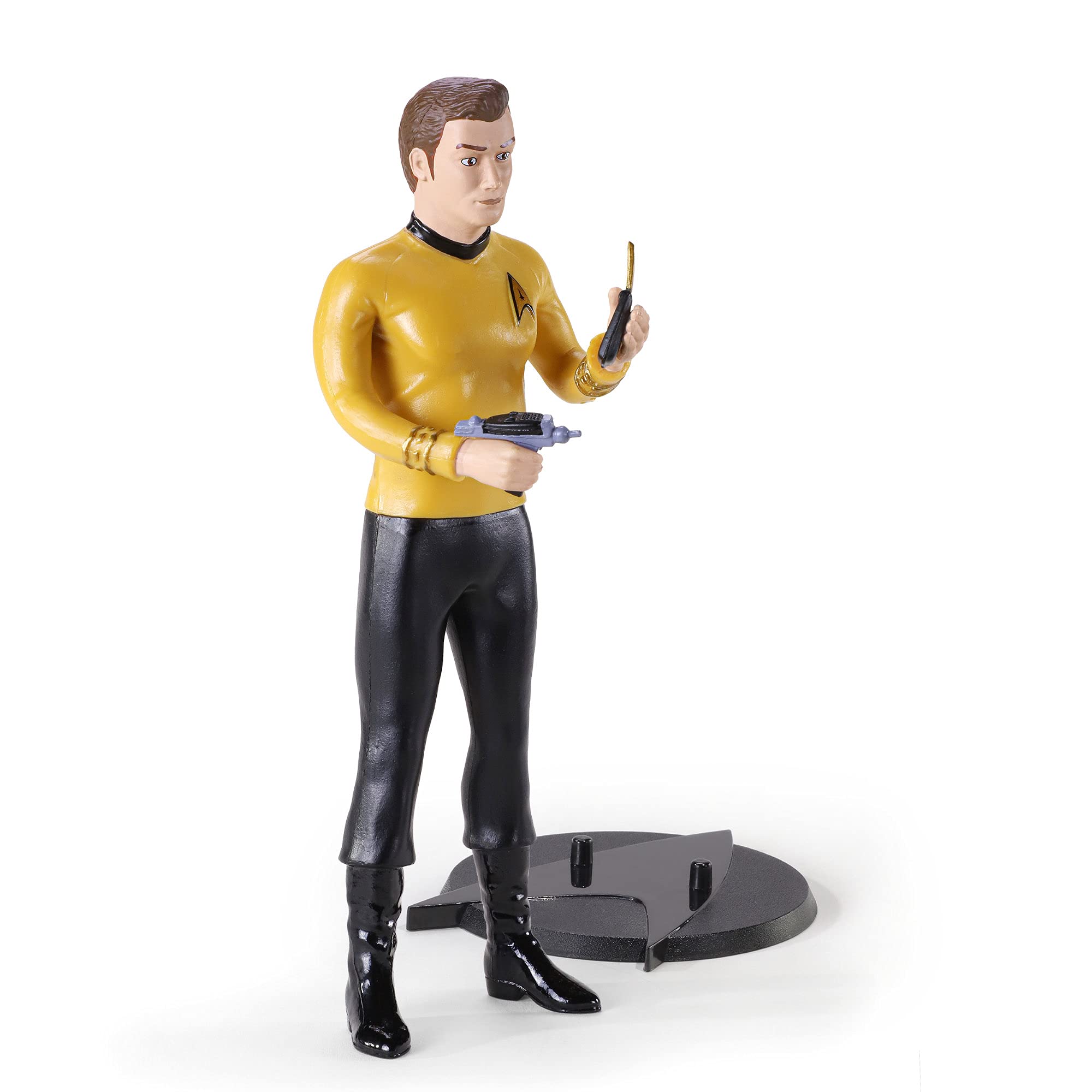 BendyFigs The Noble Collection Star Trek Captain Kirk - 7.5in (19cm) Noble Toys Bendable Figure Posable Collectible Doll Figures With Stand