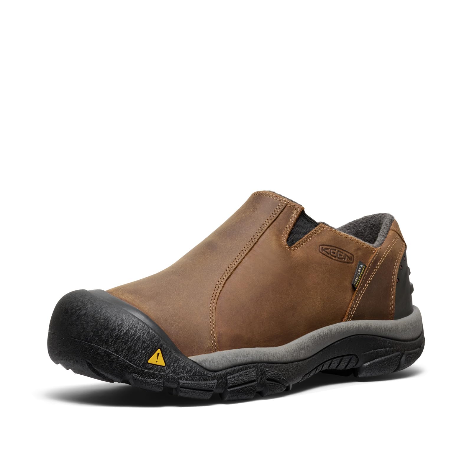 KEEN Men’s Brixen Waterproof Slip On Mules, Slate Black/Madder Brown, 8 Wide