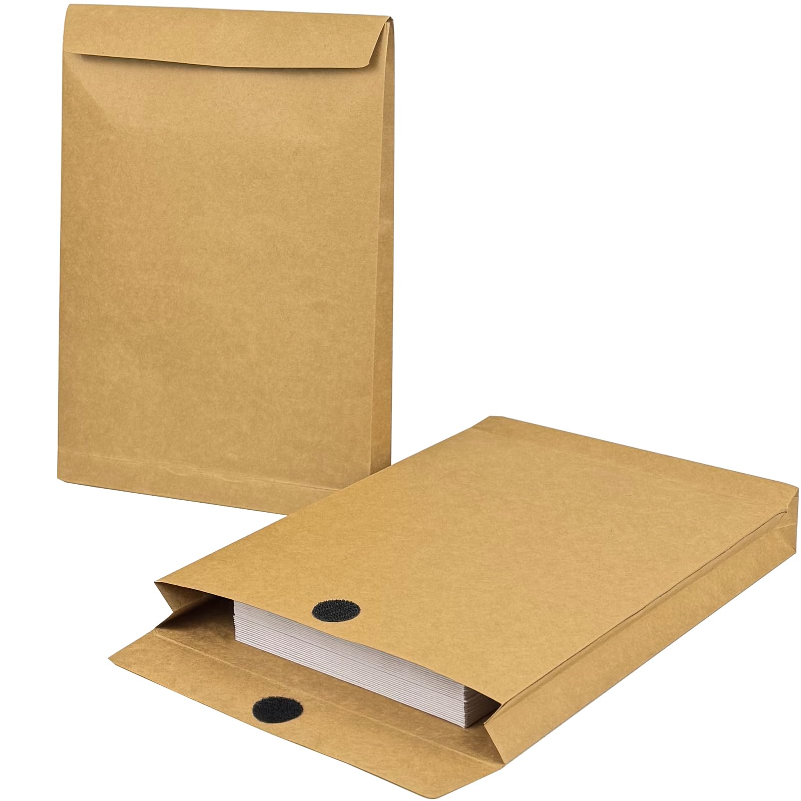 Photo 1 of Neehows 15 Pack Expandable Large Kraft Envelopes, 13" x 9.3" Big Mailing Envelopes Hook-and-Loop Closure Anti Tear Catalog Envelopes for Business Office Paper Documents File Storage - Brown