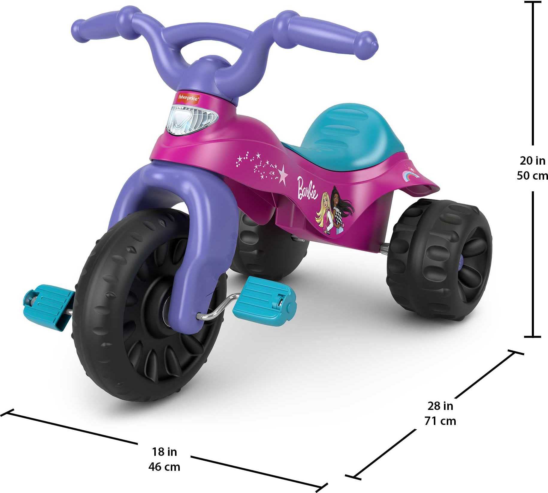 Fisher-Price Toddler Tricycle Barbie Tough Trike, Toy Bike with Handlebar Grips & Storage for Outdoor Play Kids Ages 2+ Years (Amazon Exclusive)