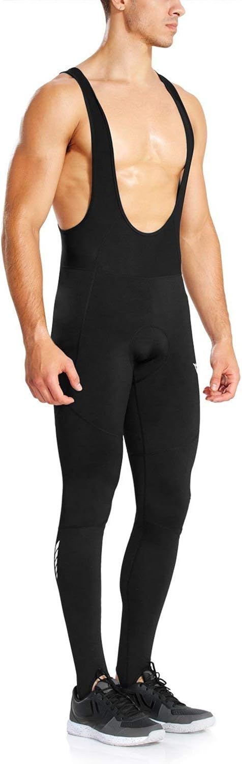 BALEAF Men's 3D Padded Thermal Cycling Bib Long Pants Stirrup Bike Tights Compression Leggings Black Size XXL: Clothing