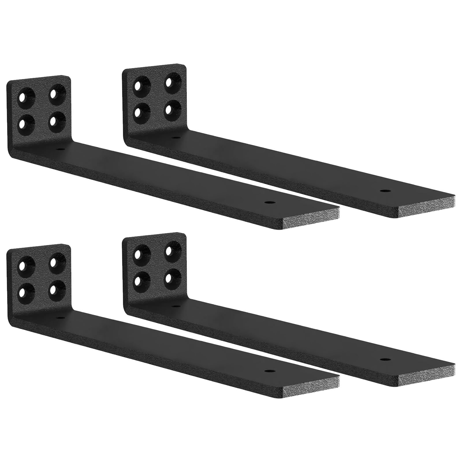MLOQI 4 Pack Scaffold Board Shelf Brackets Heavy Duty, Black Floating Shelf Bracket, 5mm Thick Wall Brackets for Shelves up to 50 KG (30cm)