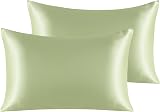 NTBAY Silk Satin Pillowcases 2 Pack 50x75 cm Sage Green Envelope Closure