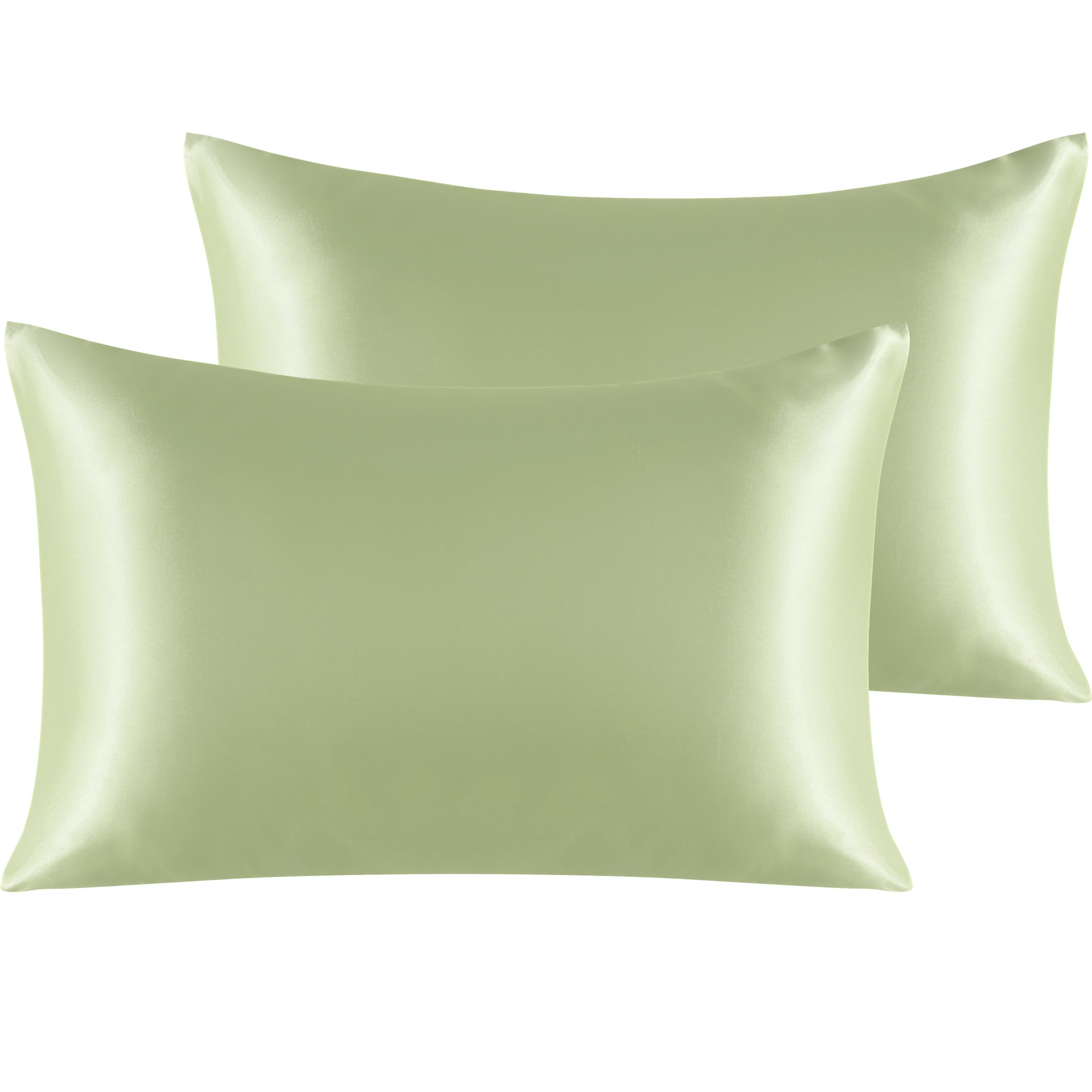 NTBAY Silk Satin Pillowcases - Satin Pillowcase for Hair and Skin, Pillow Cases 2 Pack with Envelope Closure, 50x75 cm, Sage Green