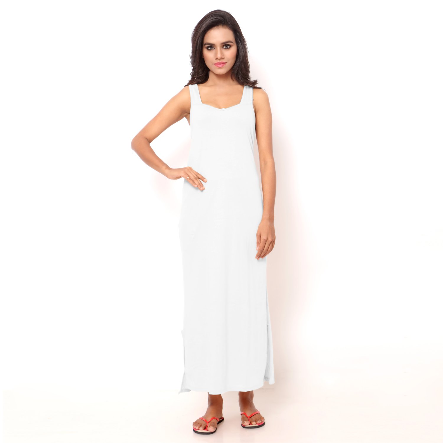 ziya women's cotton sleeveless nighty (white, free size)