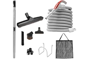 Nadair Central Vacuum Accessory Kit, 40ft Low-Voltage Hose with Anti kinking Technology:360 swiveling end-Cuff and Handle, on