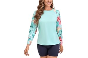 Eteoepo Rash Guard for Women UPF 50+ Long Sleeve Shirts Surfing Swimming Tops Lightweight