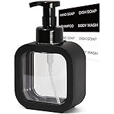 SVLX YIXVN Foaming Soap Dispenser, 300ml (10oz) Plastic Refillable Foaming Hand Soap Dispenser with 8 Pcs Waterproof Labels, Foam Pump Bottle for Bathroom and Kitchen (Black)