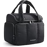 BAGSMART Travel Toiletry Bag for Women with Puffy Water-Resistant Fabric, Roomy Makeup Bag Organizer for Travel-Sized Toiletries & Accessories, Black