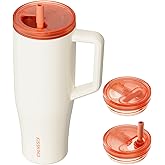 KISSKIND 40 oz Lumispin Tumbler with Handle and Hidden Straw, 100% Leak Proof Water Cup with Handle, Insulated Water Bottle for Travel, Mom, Nurse, Teacher, Student, Velvety Cream